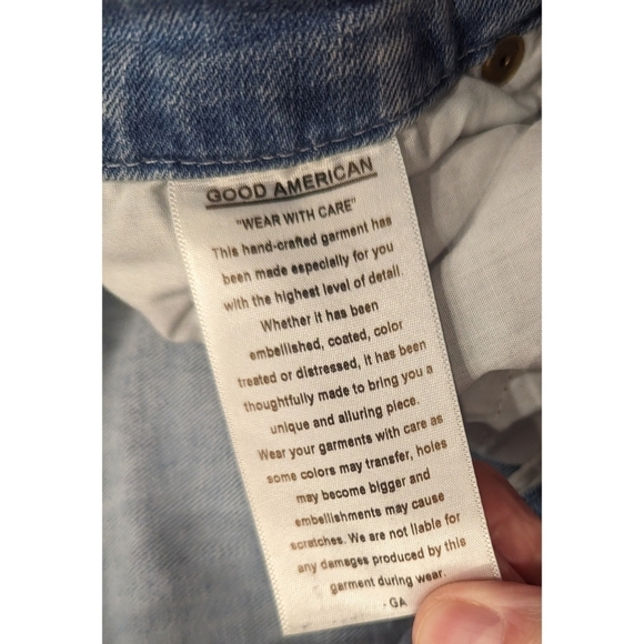 Good American Good Waist Distressed Raw Hem Jeans Size 4 - Picture 7 of 9
